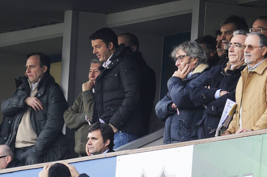 Matteo Renzi in tribuna. LaPresse